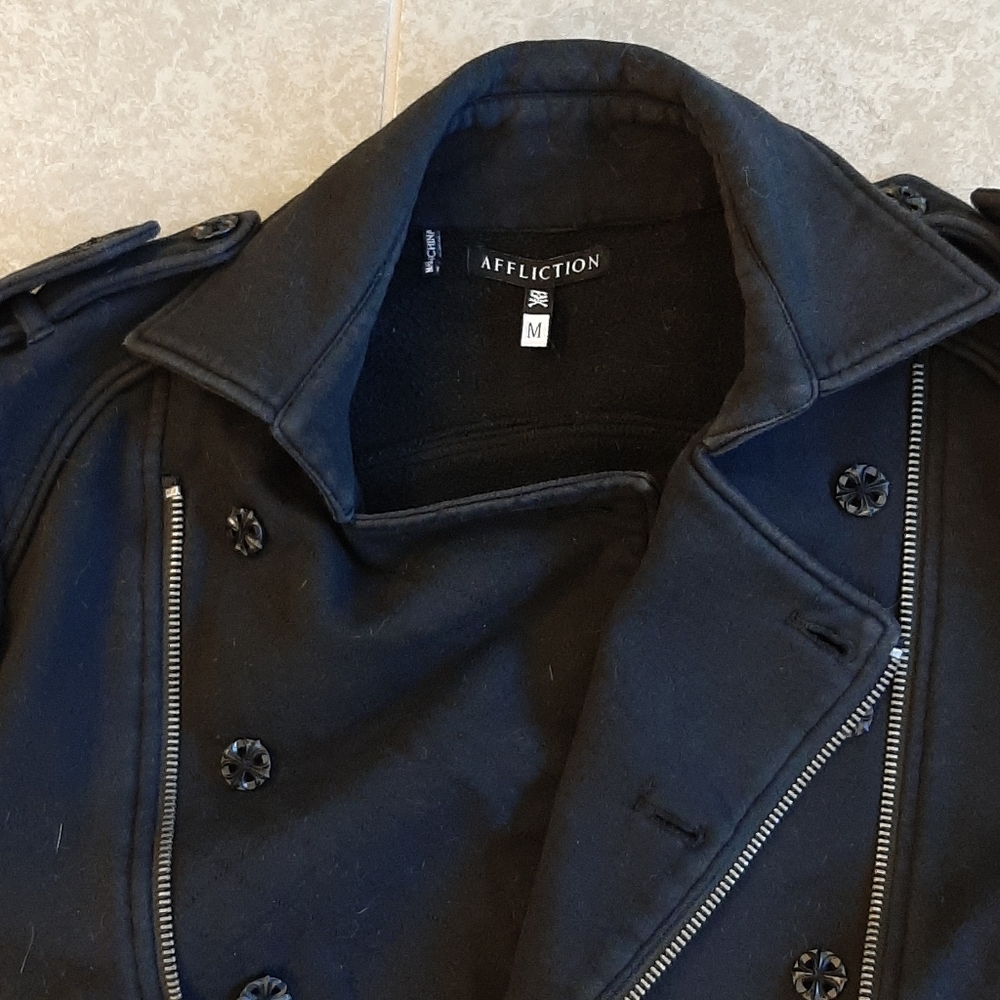 Affliction black peacoat - size medium